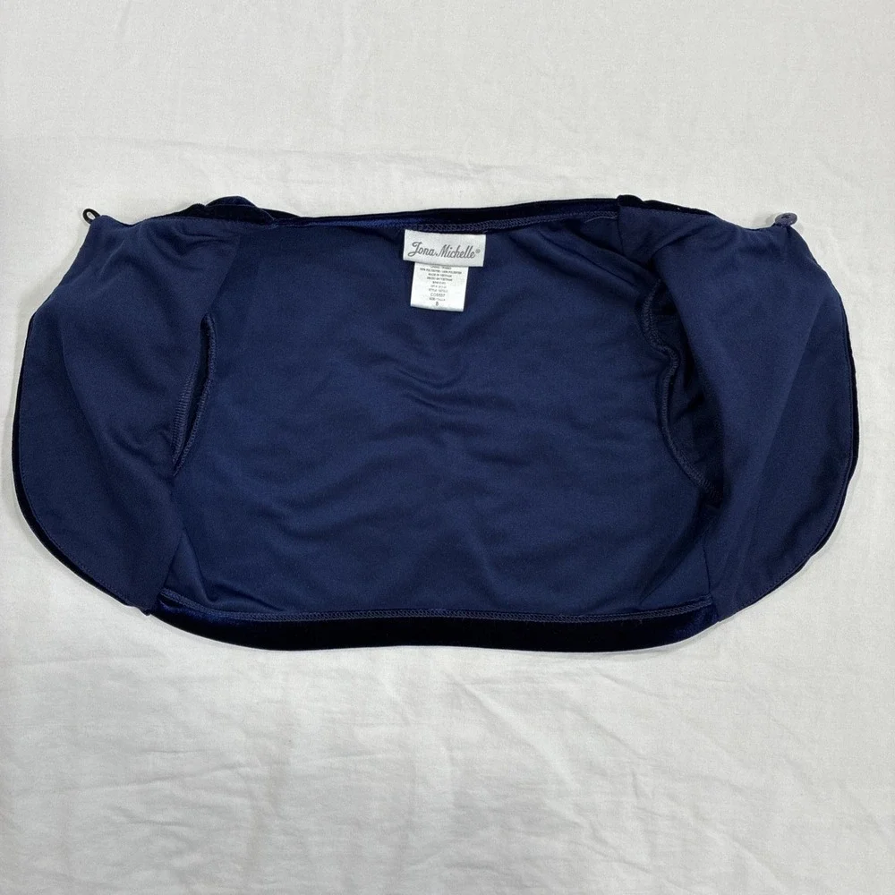 Jona Michelle Blue Velvet‎ Short Sleeve 1 Button Shrug Size Girls 8